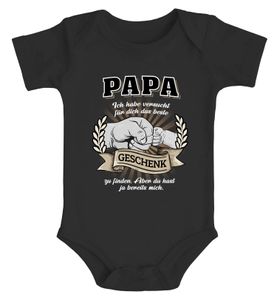 Baby Body Papa Ich habe versucht das beste Geschenk zu finden Vatertag Spruch lustig Jungen Mädchen MoonWorks® Ich schwarz 6-12 Monate