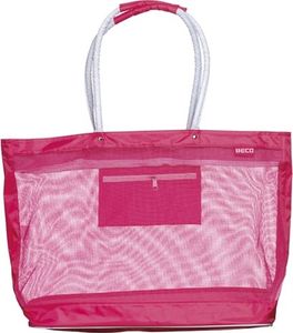 Netzstrandtasche. Mit Reißverschluss und RV-Innentasche pink