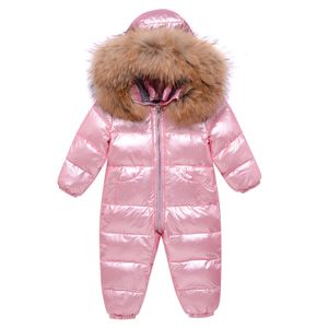 Baby Schneeanzüge Winter Overall Mit Kapuze Daunen-Skianzug Strampler Mädchen Winter Outfits, Rosa 12-18 Monate