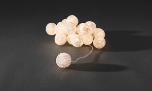 Konstsmide - LED Dekolichterkette, weiße Baumwollkugeln, klein, 16 warm weiße Dioden, 24V Innentrafo, transparentes Kabel