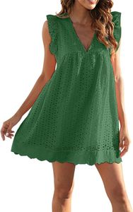 Dámské letní šaty, pletené šaty, bez rukávů, L/XL, zelené - BELLACHIC