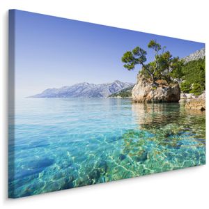 Fabelhafte Canvas LEINWAND BILDER 90x60 cm XXL Kunstdruck Meer Felsen Bäume Himmel