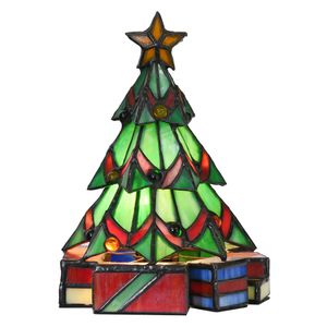 Stolní lampa Clayre & Eef Tiffany Christmas Tree 17x17x23 cm Zelené sklo