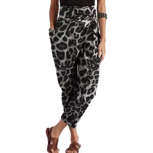 Damenmode Leopard Hose Street Comfort Hose mit hoher Taille,Farbe: Grau,Größe:L