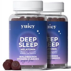 Melatonin Gummibärchen - Zum Einschlafen - Zuckerfrei & Vegan 1mg Melatonin - yuicy® Deep Sleep
