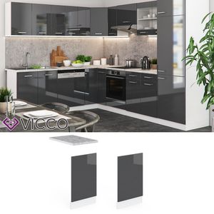 VICCO Geschirrspülerblende 45 cm Anthrazit Hochglanz Küche Küchenzeile R-Line mit Arbeitsplatte