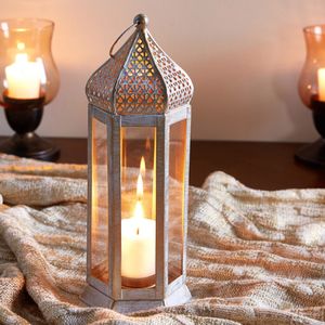 MARRAKESCH Boho Style Laterne Raki 23cm Orientalische Windlichter Laternen für draußen als Balkon deko oder innen als Ramadan Dekoration