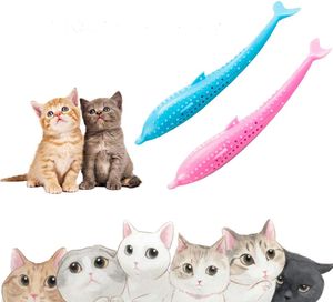 Katzen Zahnbürste, Katze Fischform Zahnreinigung Spielzeug, Katzen Silikon Molar-Stick Zahnpflege Katzenminze Spielzeug, Zahnbürste für Katzen, 2 Pack
