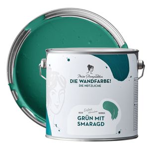 MissPompadour abwaschbare Wandfarbe Grün mit Smaragd 2,5L - hohe Deckkraft - matte, scheuerbeständige Innenfarbe - geruchsarm, wasserbasiert, ergiebig - Die Nützliche