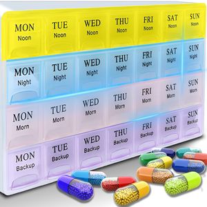 Medikamentendispenser 7 Tage Tablettenbox Pillendose Wochendispenser Tablettendispenser 4 Fächer Pillenbox Medikamenten Dosierer Medikamentenbox Retoo