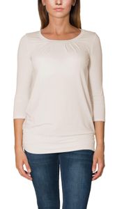 Alkato Damen Viskose Shirt 3/4 Arm Longshirt Top, Farbe: Hellbeige, Größe: L