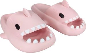 Damen Herren Badelatschen Schaumstoff Badeschuhe Hausschuhe Haifisch Rosa Gr.36/37
