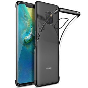 TPU Hülle für Huawei Mate 20 Pro Case Silikon Cover Transparent mit Farbrand Handyhülle
