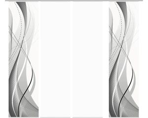 Schiebegardine 4er-Set Wuxi grau 60x245 cm
