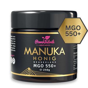 Manuka Honig | MGO 550+ | 250g | HALAL | Das ORIGINAL aus NEUSEELAND | Im Glas | 100% natürlich | PowerFabrik