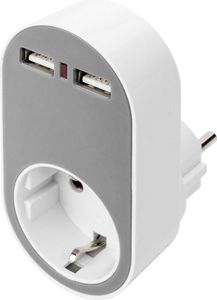 DIGITUS Universal Steckdosenadapter mit 2 x USB-A
