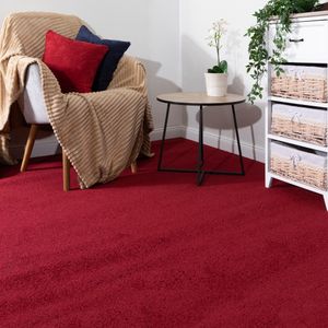 Steffensmeier Teppichboden Ibiza | Auslegware | Kinderzimmer ,Wohnzimmer,Schlafzimmer und Jugendzimmer | Rot, Größe: 100x100 cm