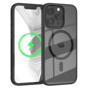 EAZY CASE - Premium TPU Hülle kompatibel mit Apple iPhone 13 Pro kompatibel mit MagSafe, Silikonhülle mit Kameraschutz, Transparent / Schwarz