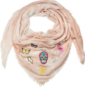 styleBREAKER XXL Vierecktuch in Vintage Batik Optik mit Patches, Totenkopf, Flamingo, Sterne, Schmetterlinge, Pailletten, Schal, Tuch, Damen 01016143