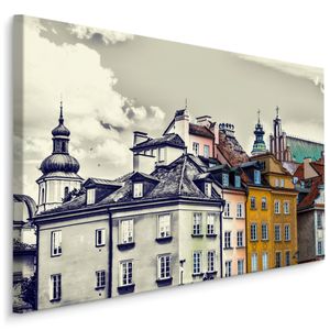 Fabelhafte Canvas LEINWAND BILDER 90x60 cm XXL Kunstdruck Warschau Gebäude Abstrakt