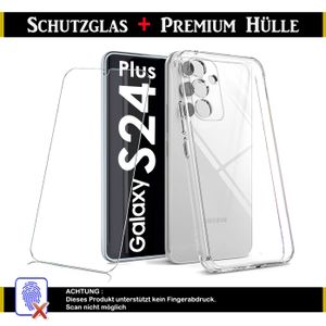 Für Samsung Galaxy S24+ (S24 Plus) Silikon Transparent Kameraschutz Hülle + Panzerglas Echt Glas Display Schutzglas