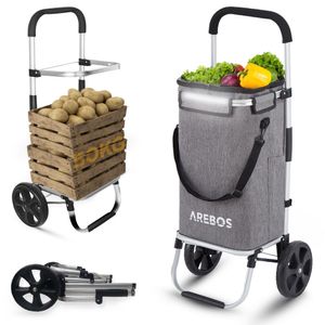 AREBOS nákupný vozík 3v1, vozík veľký 56 litrov, nákupný vozík s chladiacim priestorom, nákupná taška s kolieskami, skladací nákupný košík, skladacia taška sivá