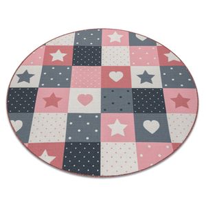 Teppich für Kinder STARS Kreis Sterne rosa / grau Rosa rund 100 cm