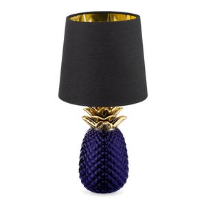 Navaris Tischlampe im Ananas Design - 35cm hoch - Deko Keramik Lampe für Nachttisch oder Beistelltisch - Dekolampe mit E14 Gewinde in Violett-Schwarz