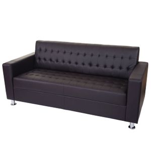 3er Sofa Kunda, Couch Loungesofa, Kunstleder, Metall-Füße 180cm  coffee