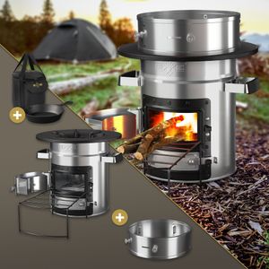 Raketová rúra BBQ#BOSS s grilovacou panvicou a taškou na prenášanie, strieborná, vrátane napájacieho krúžku