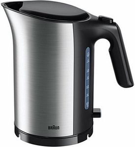 Braun WK 5100 WH/BK ID Collection Schnurloser Wasserkocher, Edelstahlgehäuse, 1,7 l FÃ1/4llmenge, 2200 Watt, 360° Sockel, Trockengehschutz, Kalkfilter, Warmhaltefunktion, Abschaltautomatik