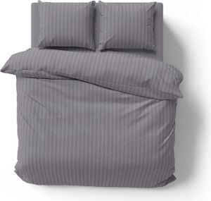3-tlg Premium Damast Bettwäsche 200x200 + 80x80 cm mit YKK Reißverschluss Garnitur grau