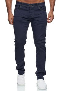 Herren Slim Fit Jeans Basic Stretch Hose Used Effekt Button-Fly Low Rise, Farben:Dunkelblau, Größe Jeans:29W