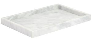 Jay Hill Serviertablett / Kerzentablett / Servierstein - Weiß Grau Marmor - 30 x 20 cm