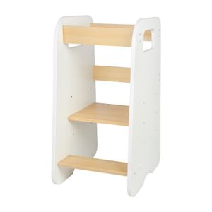 Lernturm für Kinder,Learning Tower aus Holz,Montessori Entdeckerturm Stehhilfe Küchenhelfer Tritthocker für Küche/Arbeitsplatte 80x50x40cm Weiß