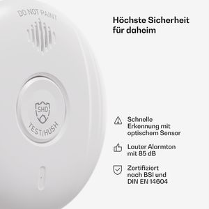 SHD by OneConcept Rauchmelder, Zuverlässiger Mini-Rauchmelder, 1x Feuermelder mit Batterie, Rauchmelder für Küche, Büro, Wohnwagen, Brandmelder mit Testfunktion, Optischer Sensor & Stummschaltung SHD by OneConcept Rauchmelder, Zuverlässiger Mini-Rauchmelder, 1x Feuermelder mit Batterie, Rauchmelder für Küche, Büro, Wohnwagen, Brandmelder mit Testfunktion, Optischer Sensor & Stummschaltung