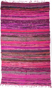Leichter Flickenteppich, Flickendecke 100*160 cm - Pink-bunt, Violett, Baumwolle, Teppiche, Bodenmatten