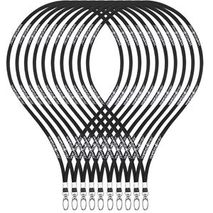 10 Schlüsselbänder Schwarz mit WEBBOMB Logo Lanyard edel glänzend 360° Umhängeband für Kartenhalter Büro ID Karte Fahrkarten Schutzhülle Schlüsselband Handy Band