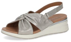Caprice Damen Sandale Slingback Leder Keilabsatz 9-28300-20, Größe:40 EU, Farbe:Silber