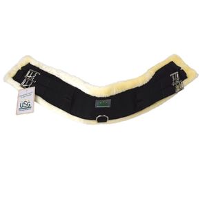 USG Sattelgurt Kurzgurt Langgurt mit Fell unterlegt beige / schwarz, Länge (cm):65cm