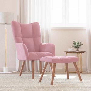 vidaXL Relaxačné kreslo s taburetkou Pink Velvet