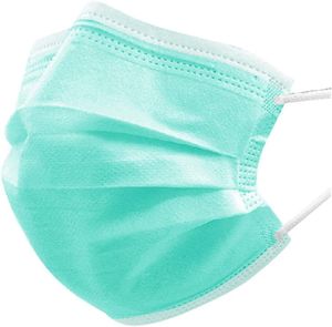 Atemschutzmaske Mundschutzmaske OP Gesichtsmasken 3-lagig Einwegmaske, Grün 50 pack