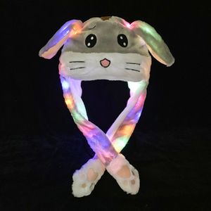 Wackelohrmütze mit LED und beweglichen Ohren Plüschkostüm für Kinder Erwachsene Tier Plüschtier Mütze (grauer Hamster)