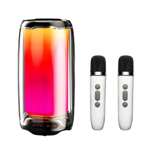Karaoke-Lautsprecher, kabellose Bluetooth-Verbindung, LED-Ambiente-Lichteffekte, 1 Lautsprecher 2 Stück Mikrofon