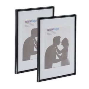 relaxdays 2 x Bilderrahmen A4 schwarz
