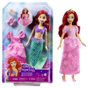 Mattel Disney: Princess — 2-in-1-Puppe von Meerjungfrau bis Prinzessin Ariel (HMG49)