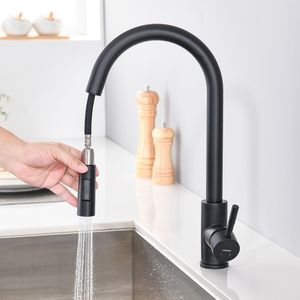 Lonheo Hochdruck Schwarz Küchenarmatur Wasserhahn Küche ausziehbar mit 2 Strahlarten 360° drehbar Spültischarmatur mit Brause