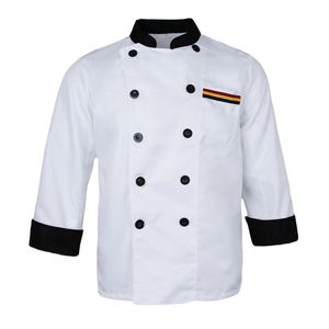 Zweireihiger Kochanzug Langarm Kleidung Chef Uniform Mantel Weiß 