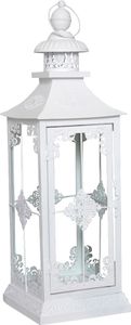 Laterne CHALET weiß shabby chic H56cm - MITTEL