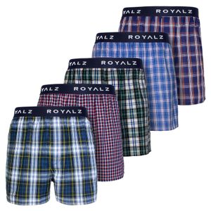 ROYALZ 5er Pack Boxershorts American Style für Herren Männer Unterhosen Kariert Blau klassisch 5 Set Jungen Unterwäsche weit, Farbe:Set 002 ( 5er Pack - Mehrfarbig), Größe:XL